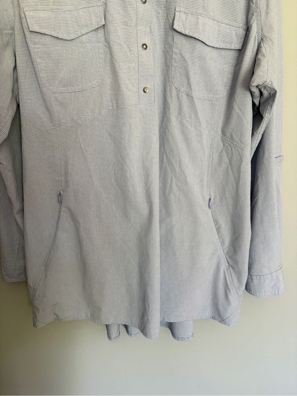 Duluth Trading Co UPF Tunic Women’s XL Nine to Fine Blue Stripe Sun Protection - Picture 7 of 15